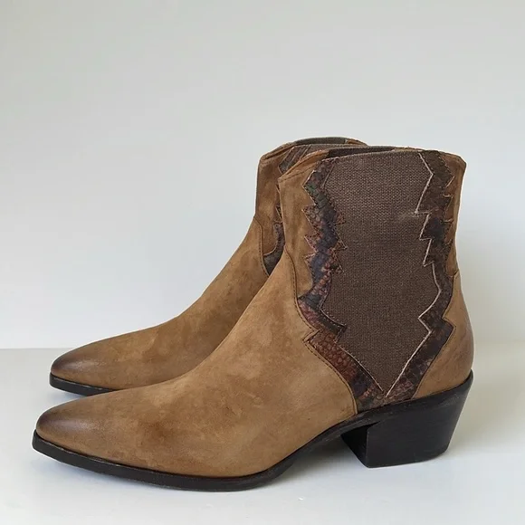 Jo Ghost Women's Sidewinder Suede Western Chelsea Boots EU 39 US 9 Italy Brown